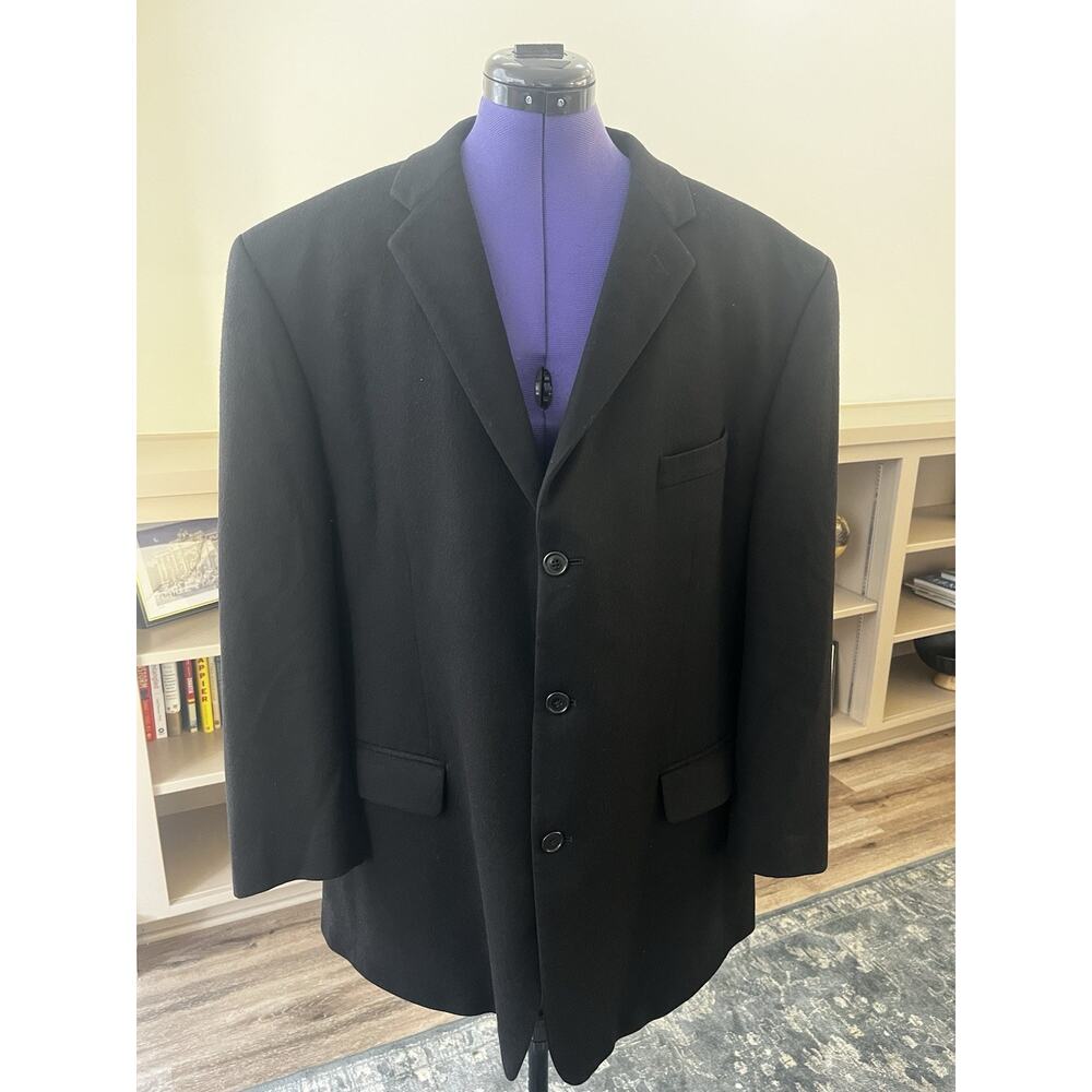 Academy Award Clothes 100% Cashmere Blazer 48R Black Vintage USA Sport Coat